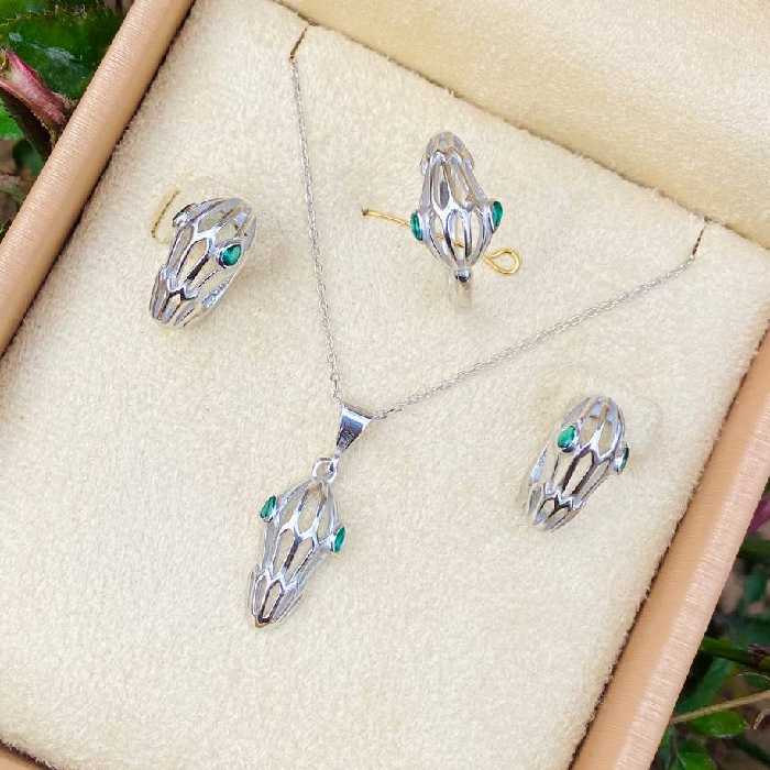 نیمست فانتزی نقره 925 با روکش طلا سفید  کد 61