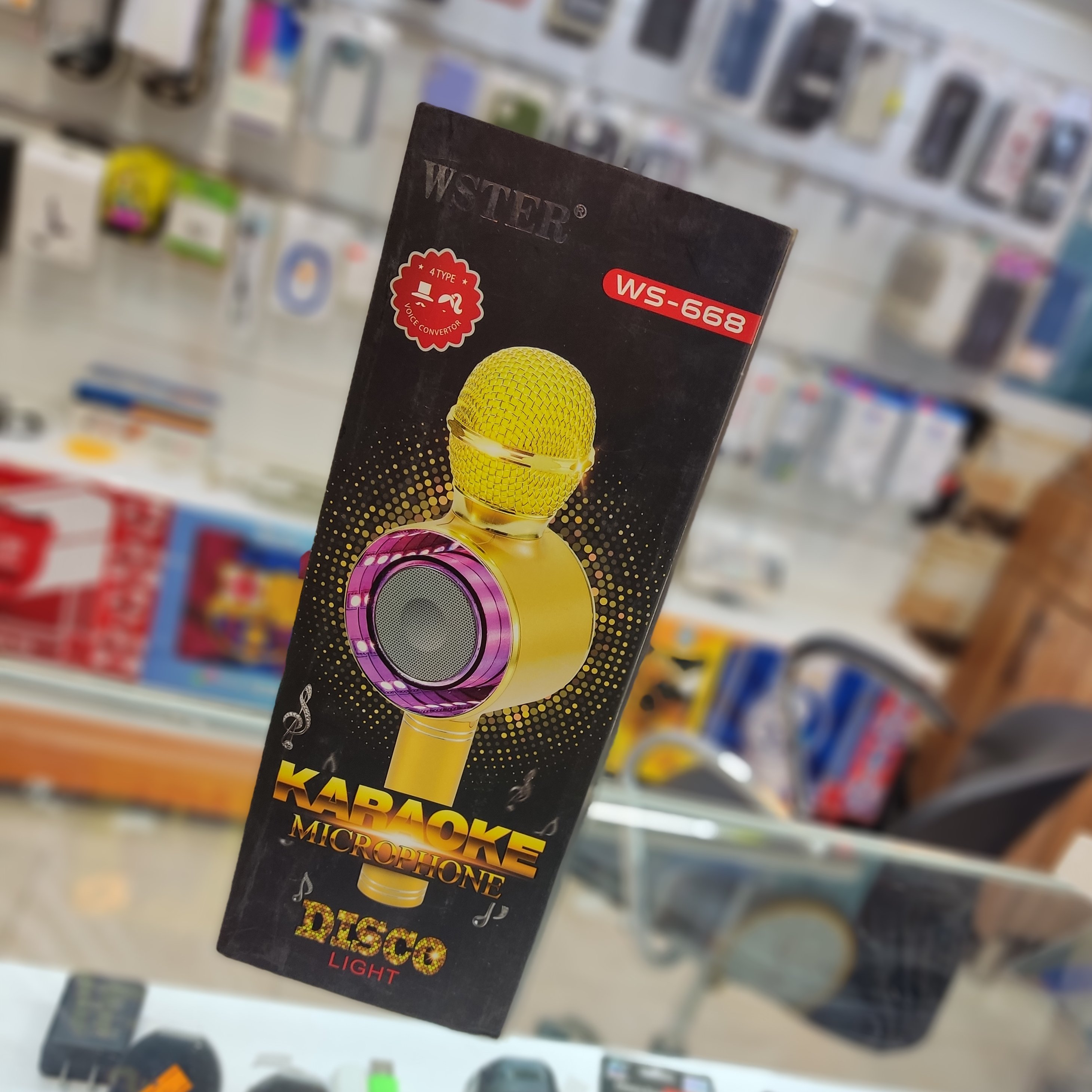 میکروفن _Ws668 | مدل: Disco_light|رنگ: RGB|Gold: حالت|کیفیت صدای فوقالعاده ارسال کالا با بار بری است و هزینه درب منزل در