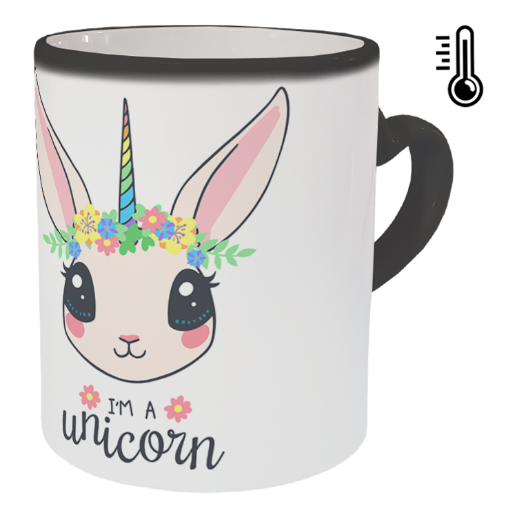 ماگ حرارتی مدل دسته قلبی طرح یونیکورن کد 22