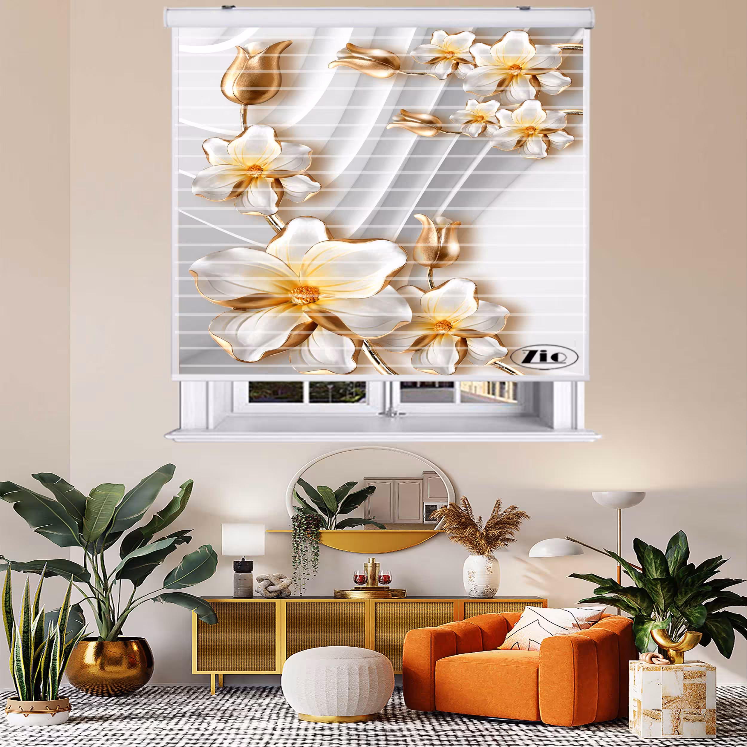 پرده زبرا زیو مدل سیلوئت 3D1164 سایز 150x150 سانتی متر