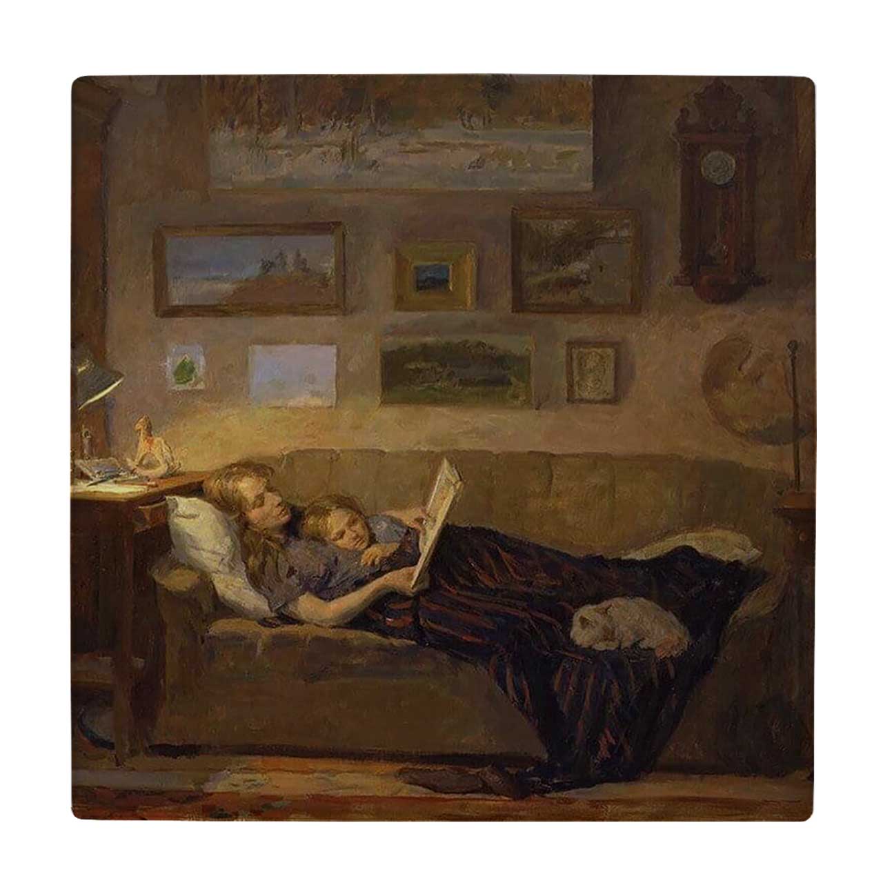 کاشی کارنیلا طرح نقاشی مادر و کودک روی مبل راحتی کد wkk2017