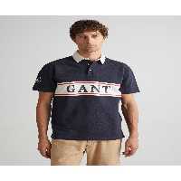 تی شرت یقه پولو آبی مردانه آرم بلوک رنگ پوشان دریایی Gant