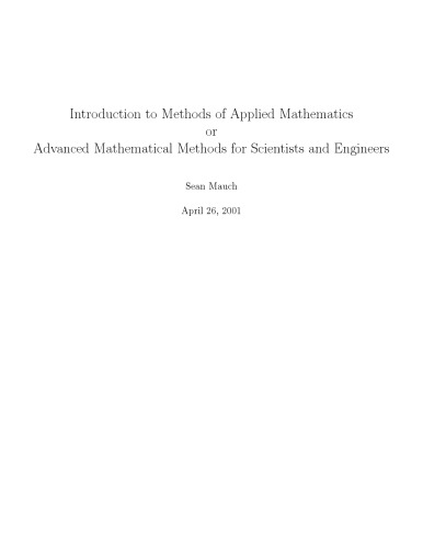 خرید و دانلود نسخه کامل کتاب Introduction To Methods Of Applied Mathematics Or Advanced Mathematical Methods For Scientists And Engineers
