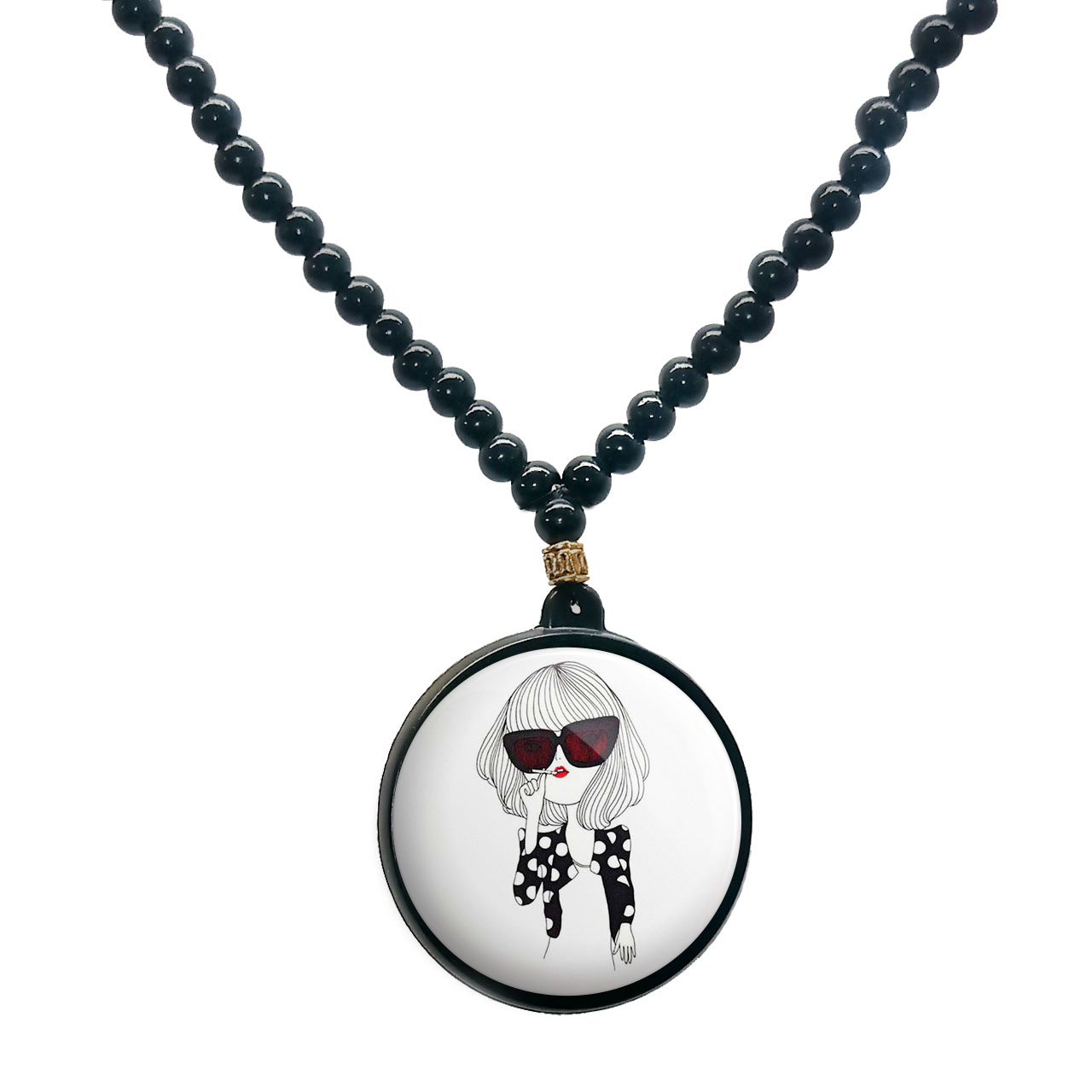 گردنبند پرمانه طرح دخترونه کد pmd.4660 مدل دو طرفه