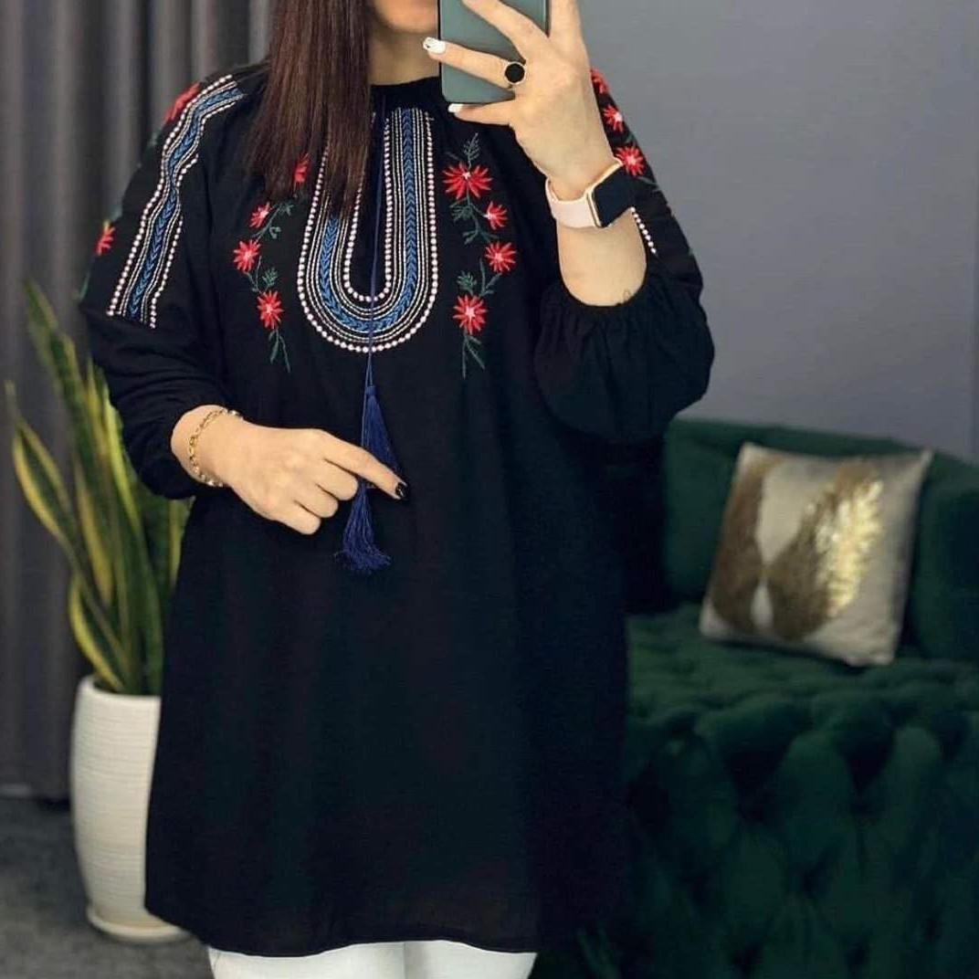 مد و پوشاک دخترانه زنانه شومیز مانتویی نخی گلدوزی شده با کیفیت وجنس عالی وتنخور بسیار زیبا خنک و سبک تابستونی
