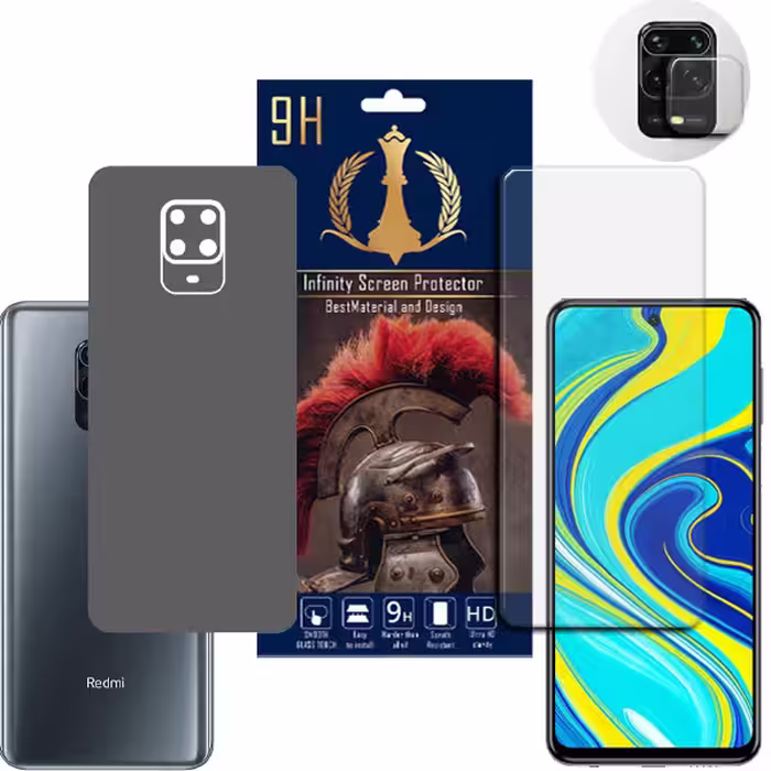 برچسب پوششی اینفینیتی مدل PRO MAX مناسب برای گوشی موبایل شیائومی REDMI NOTE 9S / REDMI NOTE 9 PRO به همراه محافظ صفحه نمایش و محافظ لنز دوربین