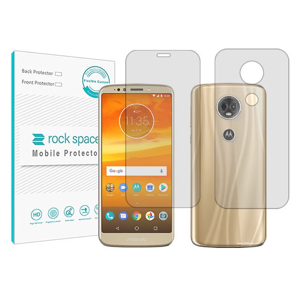 گلس محافظ صفحه نمایش و پشت گوشی موتورولا E5 Plus مدل نانو هیدروژل شفاف برند راک اسپیس کد6080SS