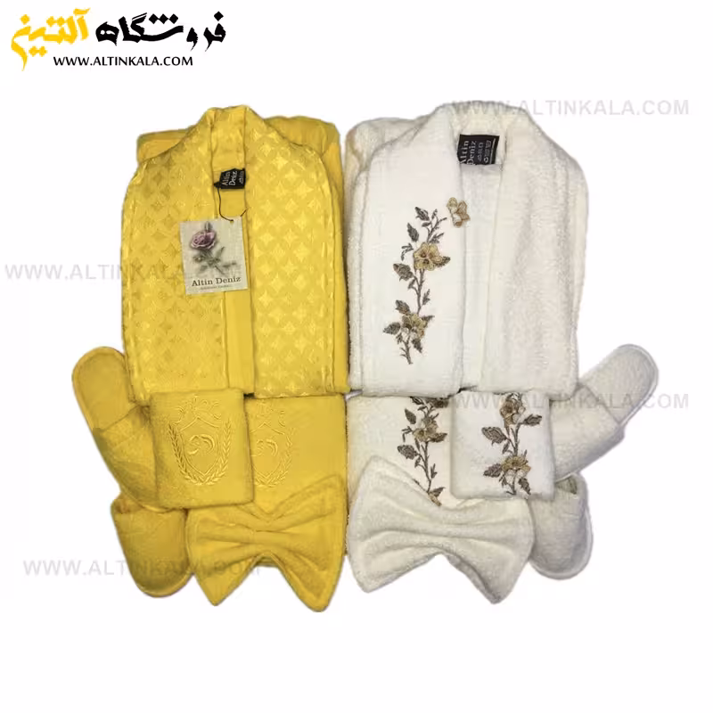 سرویس حوله عروس و داماد 12تکه گلدوزی برجسته ALTIN DENIZ