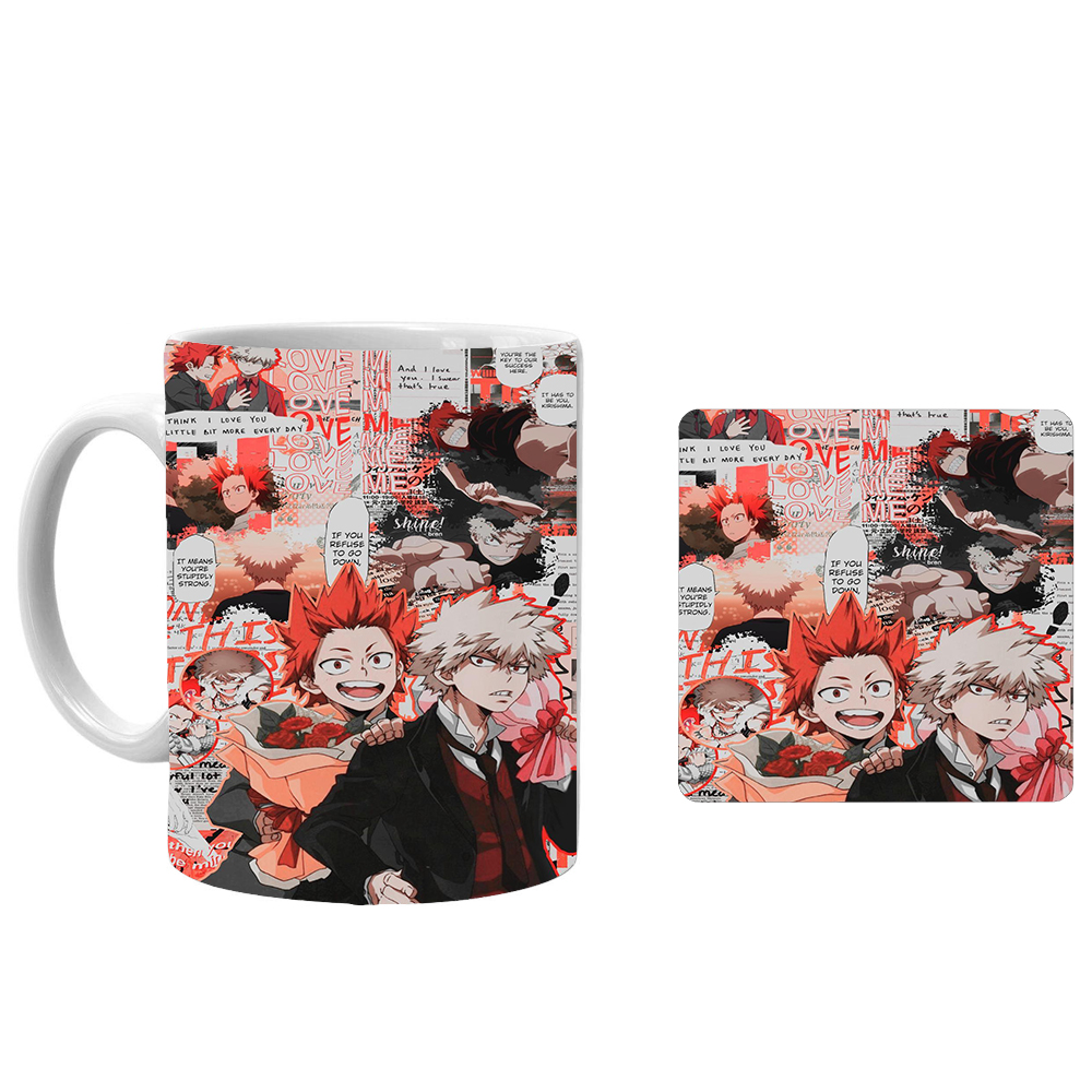 ماگ طرح انیمه مای هیرو آکادمی کد xx2 به همراه زیرلیوانی