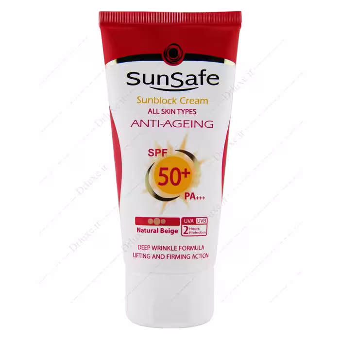کرم ضد آفتاب SPF50 ضد چروک بژ طبیعی سان سیف