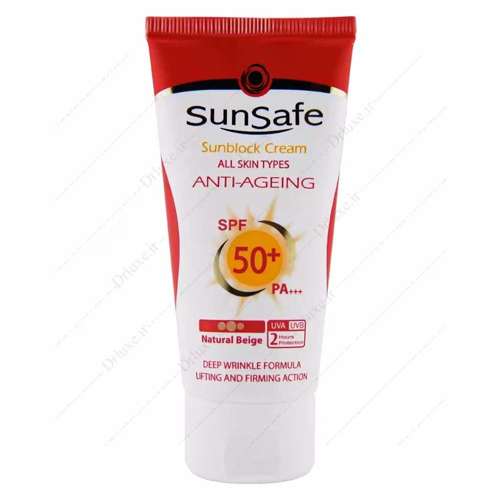 کرم ضد آفتاب SPF50 ضد چروک بژ طبیعی سان سیف