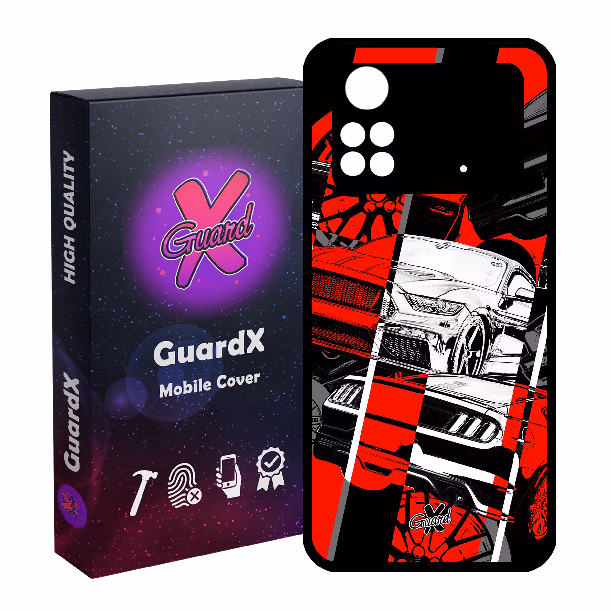 کاور گارد ایکس طرح خودرو مدل Glass10218 مناسب برای گوشی موبایل شیائومی Poco M4 Pro 4G