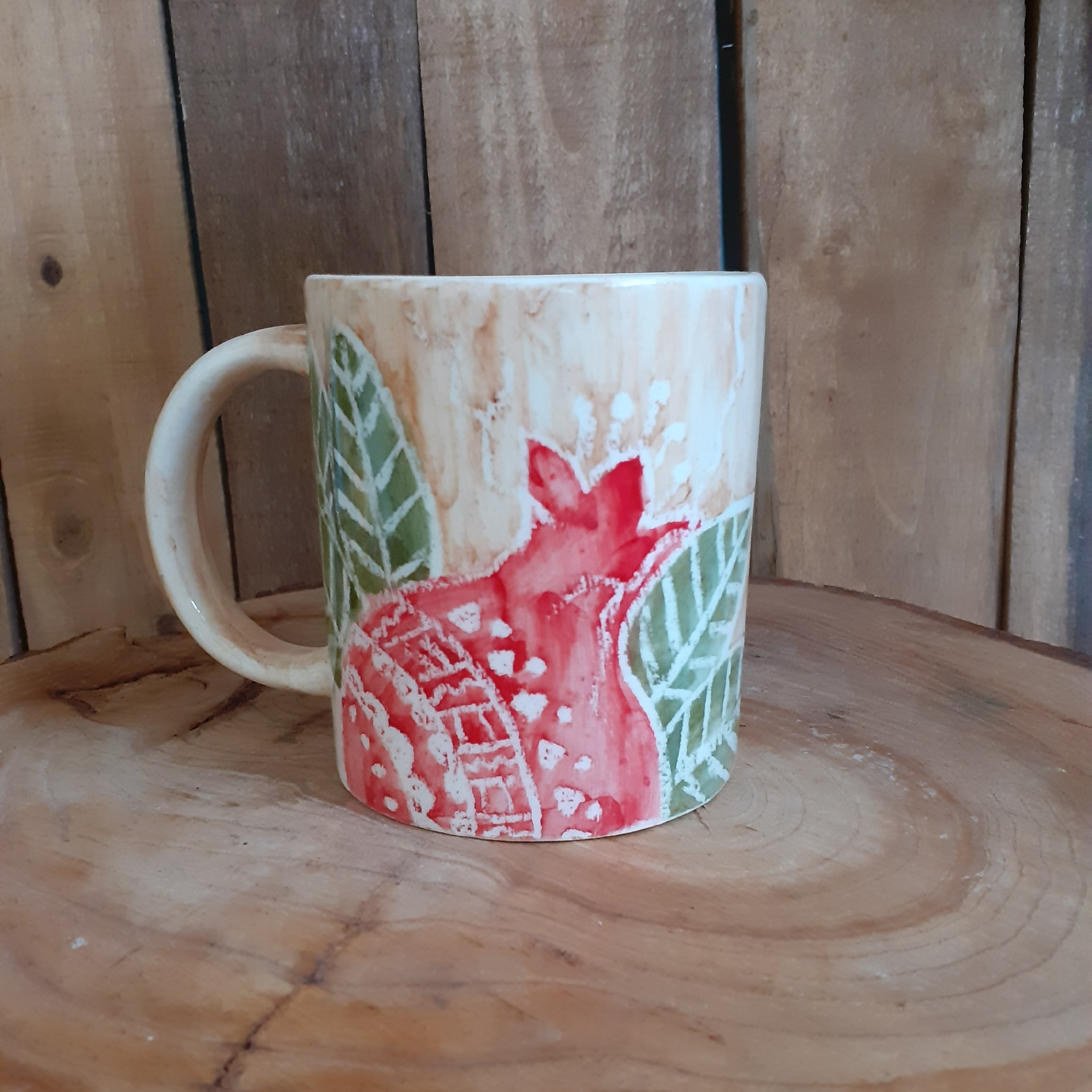 ماگ طرح انار سنتی زیر لعابی حرارت بالا قابل شستشو بدون رنگ پذیری برای نوشیدنی های رنگی مقاوم در ماکروفر و ماشین ظرفشویی