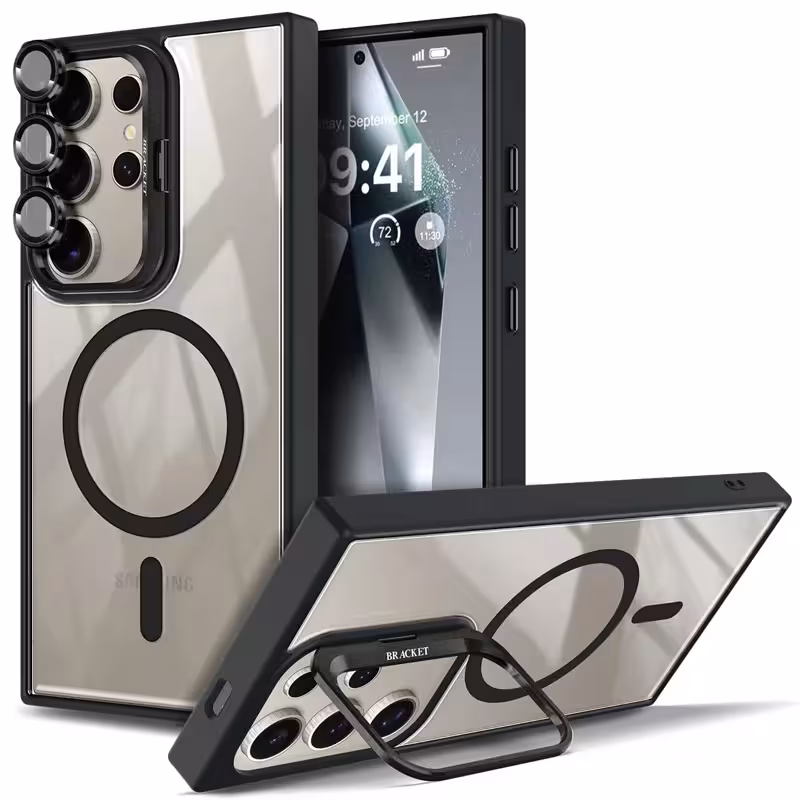 قاب اورجینال Samsung Galaxy S22 Ultra مگ سیف دار مدل Metal Stand   محافظ لنز رینگی ست