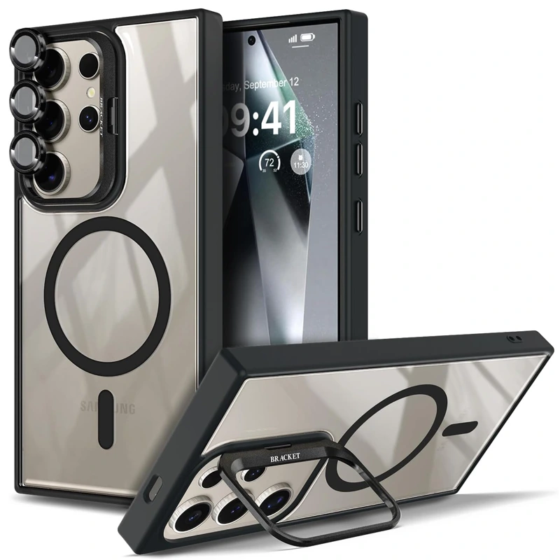 قاب اورجینال Samsung Galaxy S22 Ultra مگ سیف دار مدل Metal Stand   محافظ لنز رینگی ست