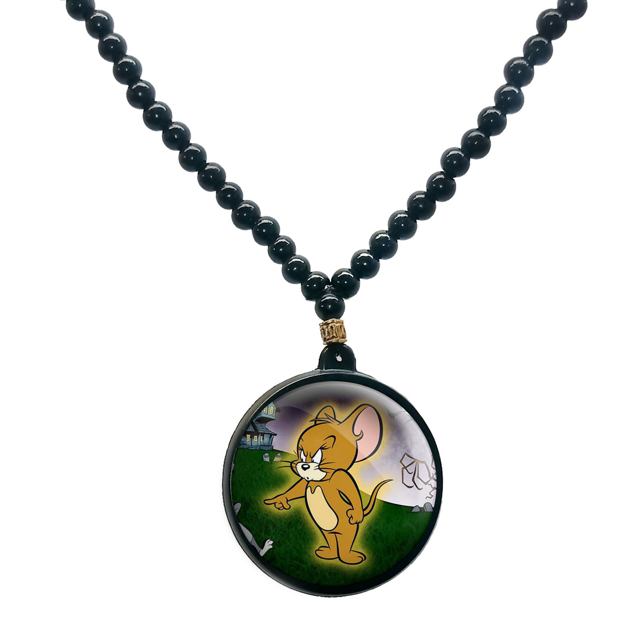 گردنبند پرمانه طرح تام و جری کد pmd.10786 مدل دو طرفه