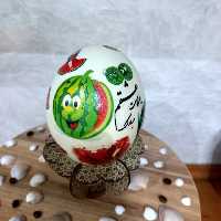 تخم شتر مرغ طراحی شده یلدا به همراه پایه طرح خاتم