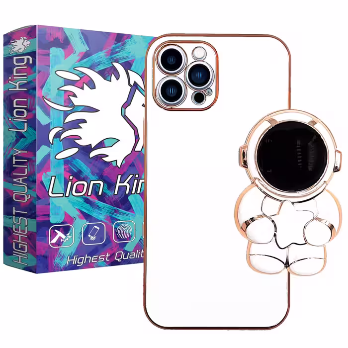 کاور لاین کینگ مدل فضانورد ستاره دار مناسب برای گوشی موبایل اپل IPhone 12 pro Max به همراه پایه نگهدارنده