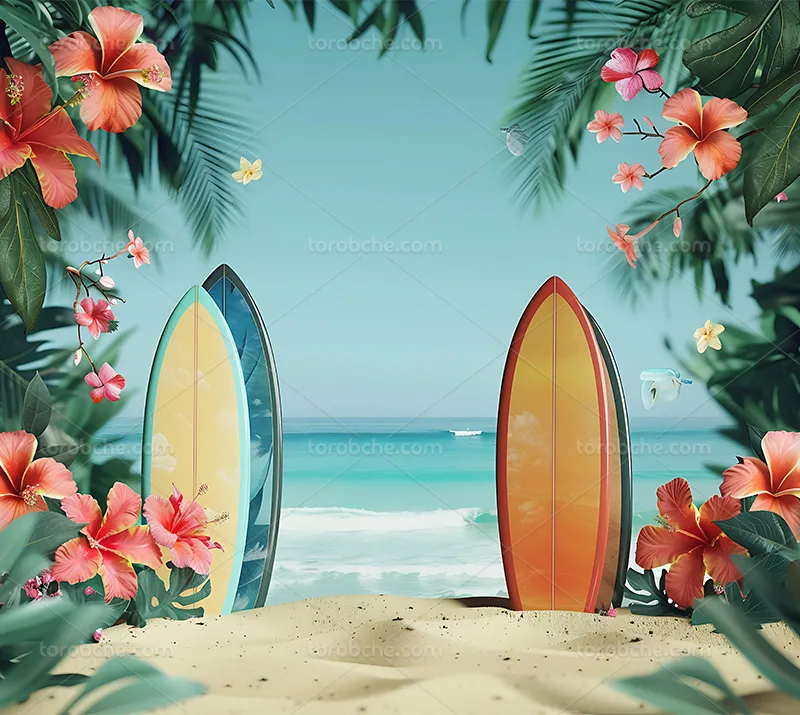 بک دراپ عکاسی با گل و زمینه دریا | گرافیک با طعم تربچه