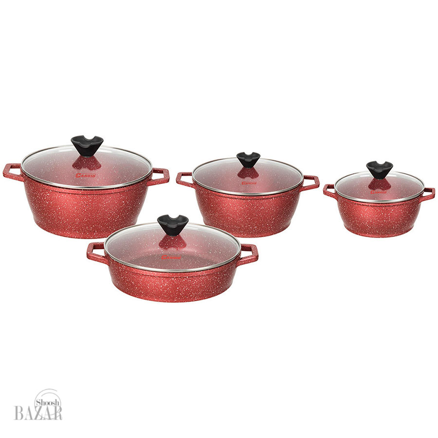 سرویس قابلمه 8 پارچه کاندید مدل ورونا رنگ قرمز