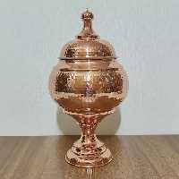 آجیل خوری مسی گنبدی خمره ای پایه دار نانو درجه یک فضلی زنجان