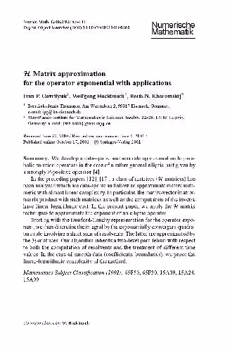 خرید و دانلود نسخه کامل کتاب H -Matrix approximation for the operator exponential with applications