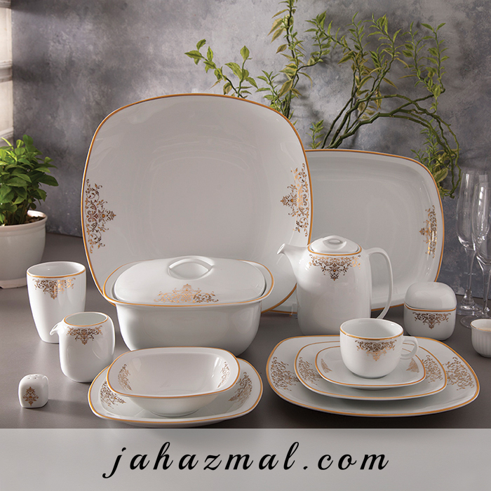 سرویس چینی زرین طرح مونت کارلو طلایی 98 پارچه