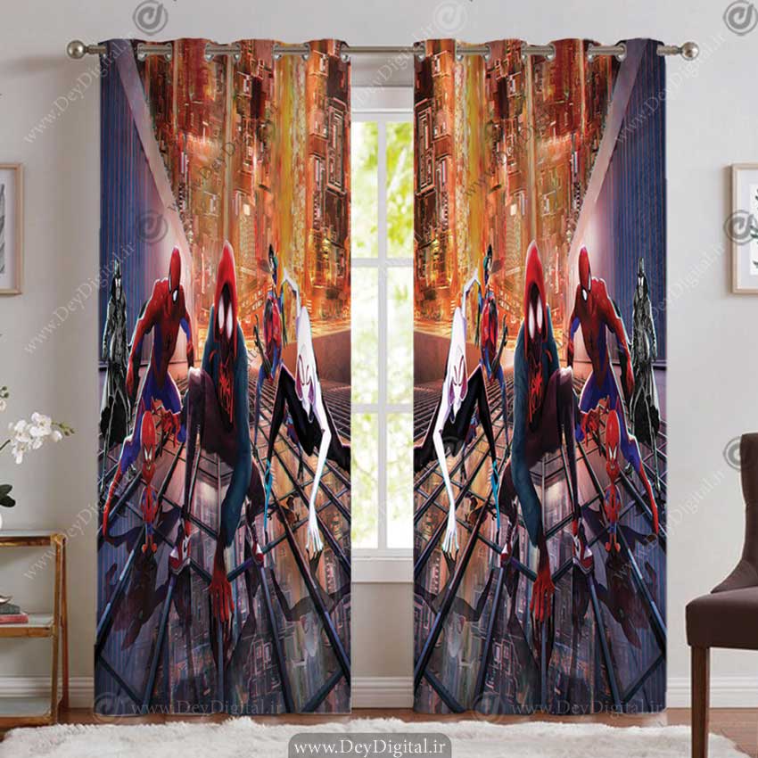 پرده پانچی پسرانه طرح سه بعدی ابرقهرمانی مرد عنکبوتی و دوستانش PK-5313