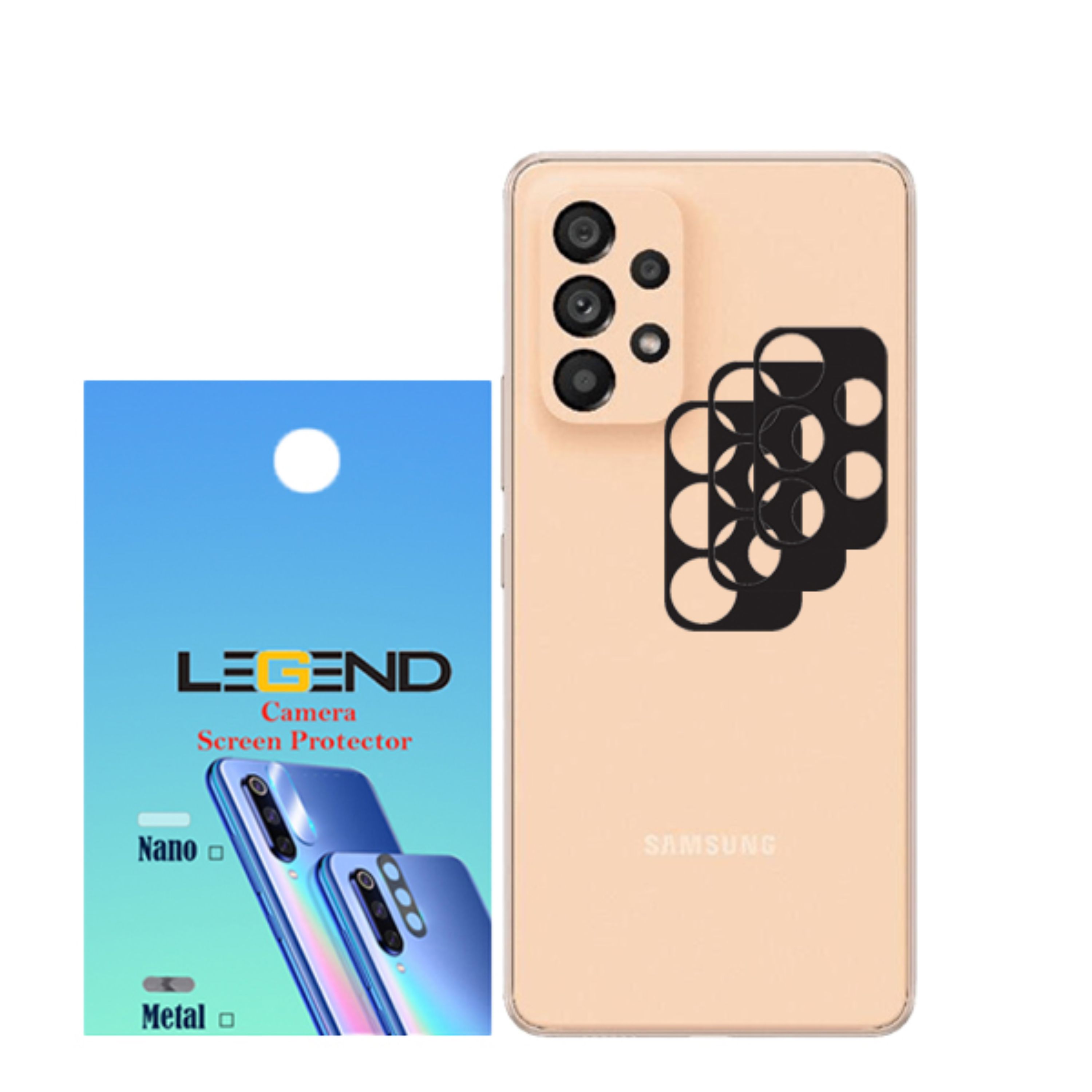 محافظ لنز دوربین قابدارمدل LEGEND مناسب موبایل سامسونگ Galaxy A73 بسته 3عددی