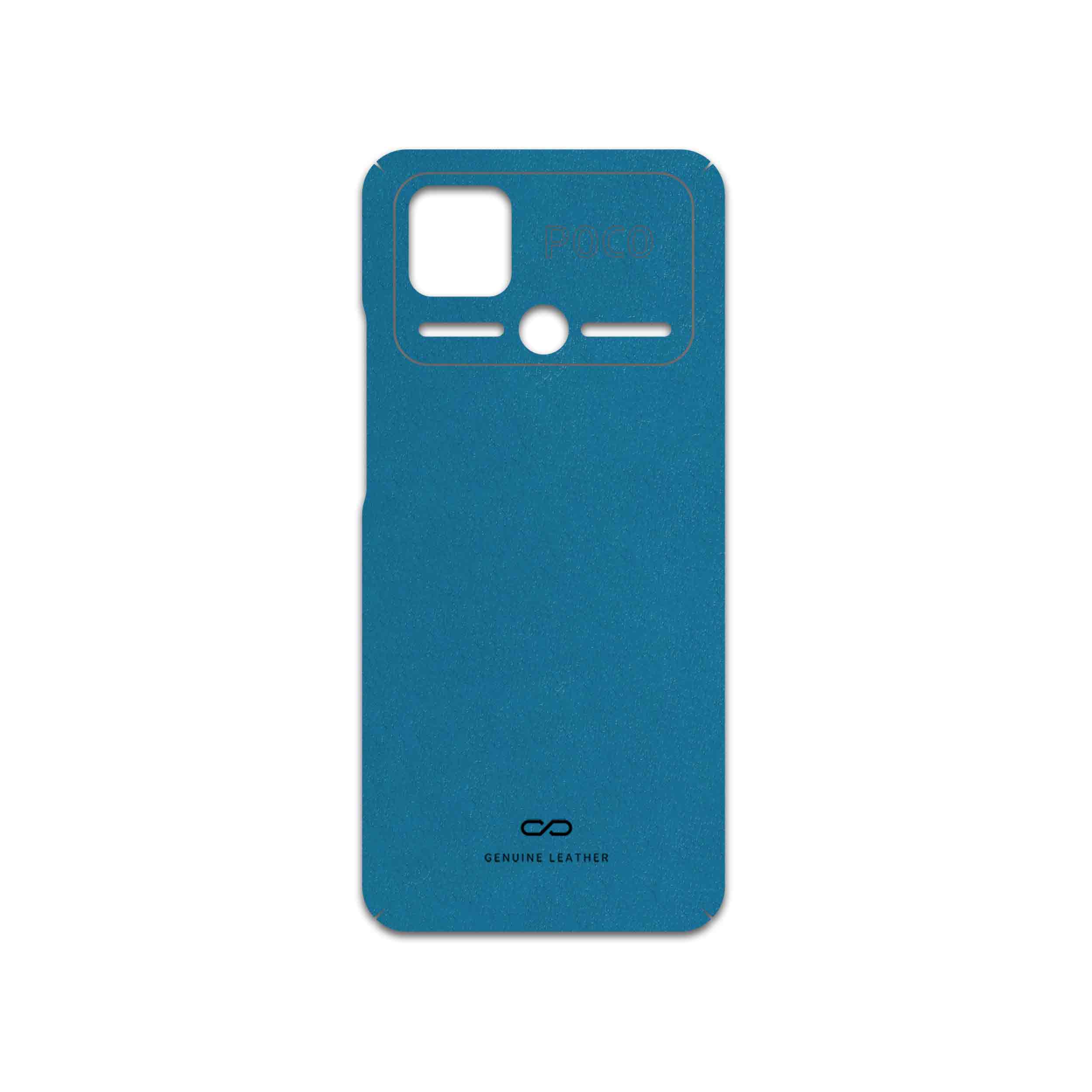 برچسب پوششی ماهوت مدل Blue-Leather مناسب برای گوشی موبایل شیائومی Poco C40