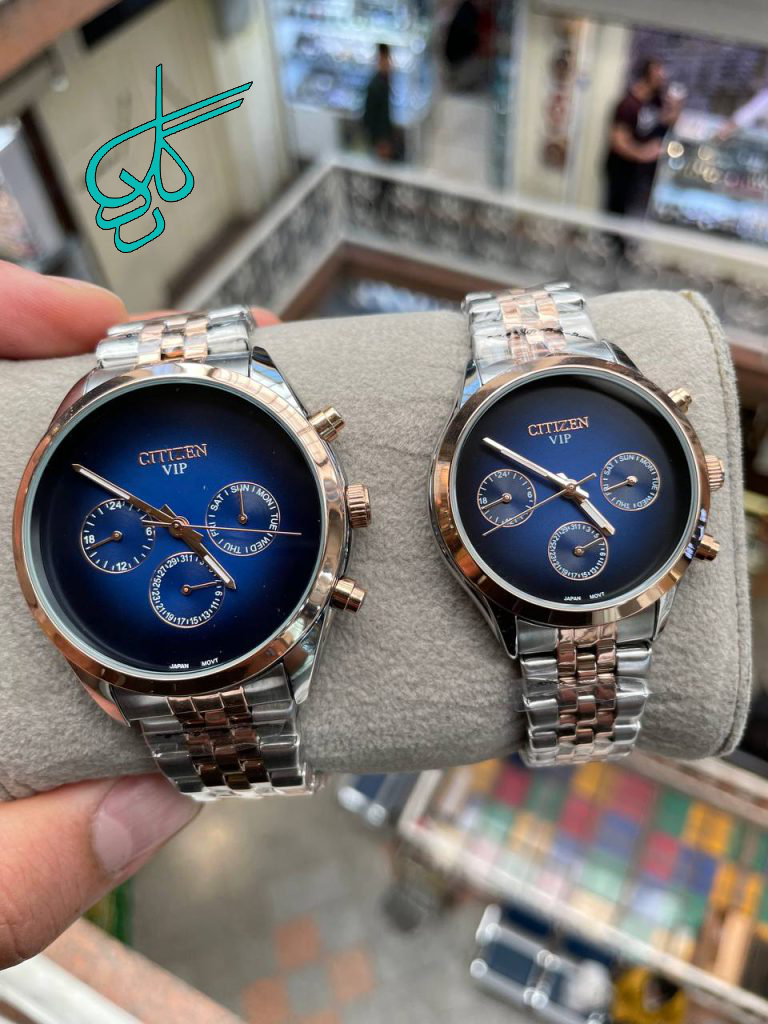 خرید ست ساعت زنانه و مردانه سیتیزن موتور ژاپنی کیفیت عالی سه موتوره جنس استیل رنگ ثابت و ضدحساسیت کد 2115472 - ردگل