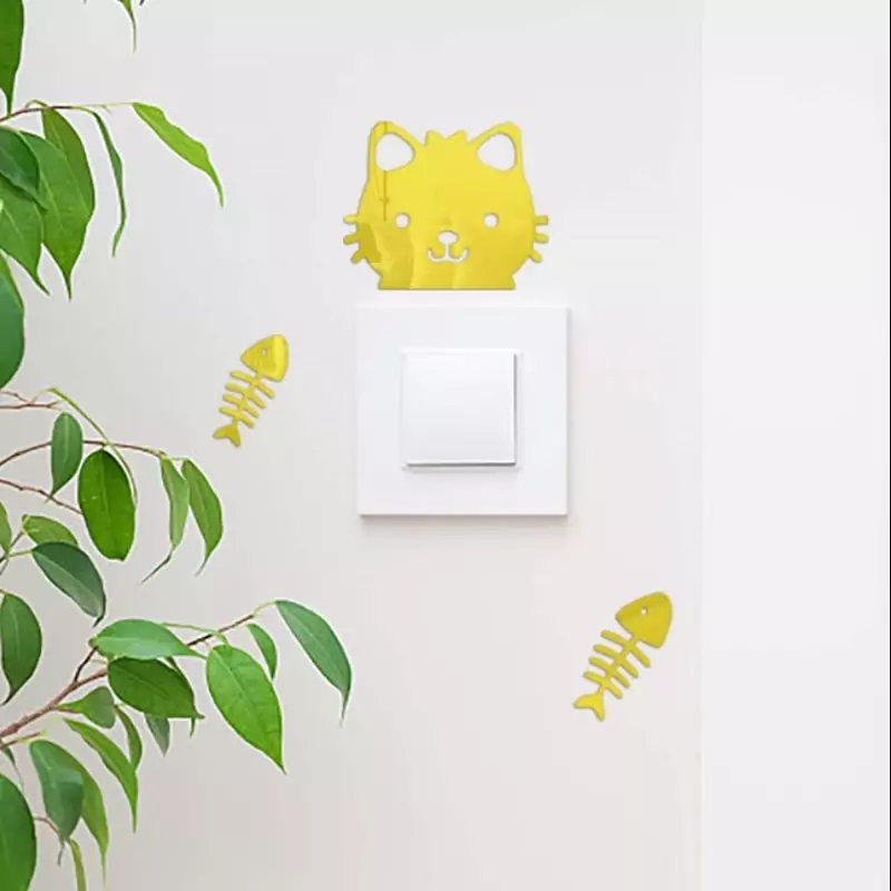 استیکر کلید و پریز طرح گربه و ماهی