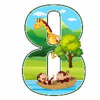 استند رومیزی تولد مدل عدد 8 طرح حیوانات جنگل کد 1751