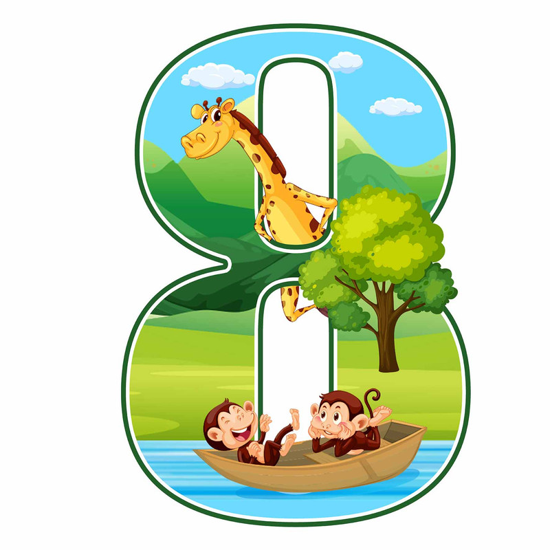 استند رومیزی تولد مدل عدد 8 طرح حیوانات جنگل کد 1751