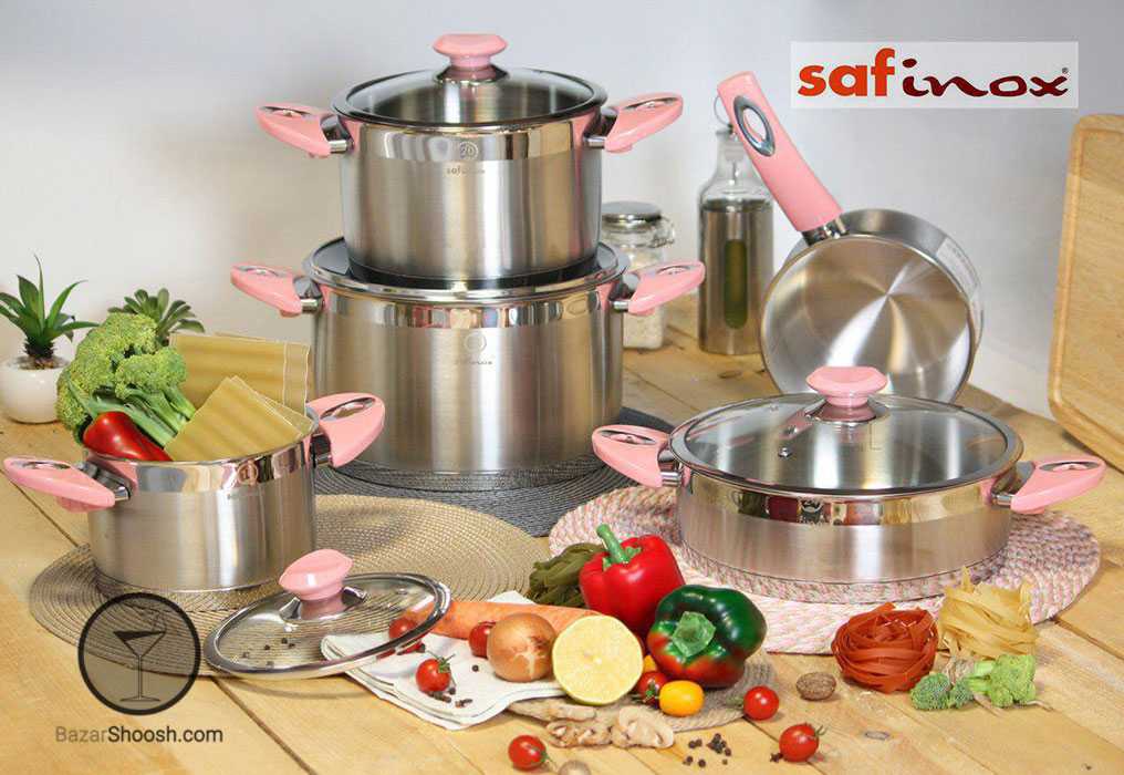 سرویس قابلمه استیل 9پارچه سافینوکس مدل ویژن صورتی