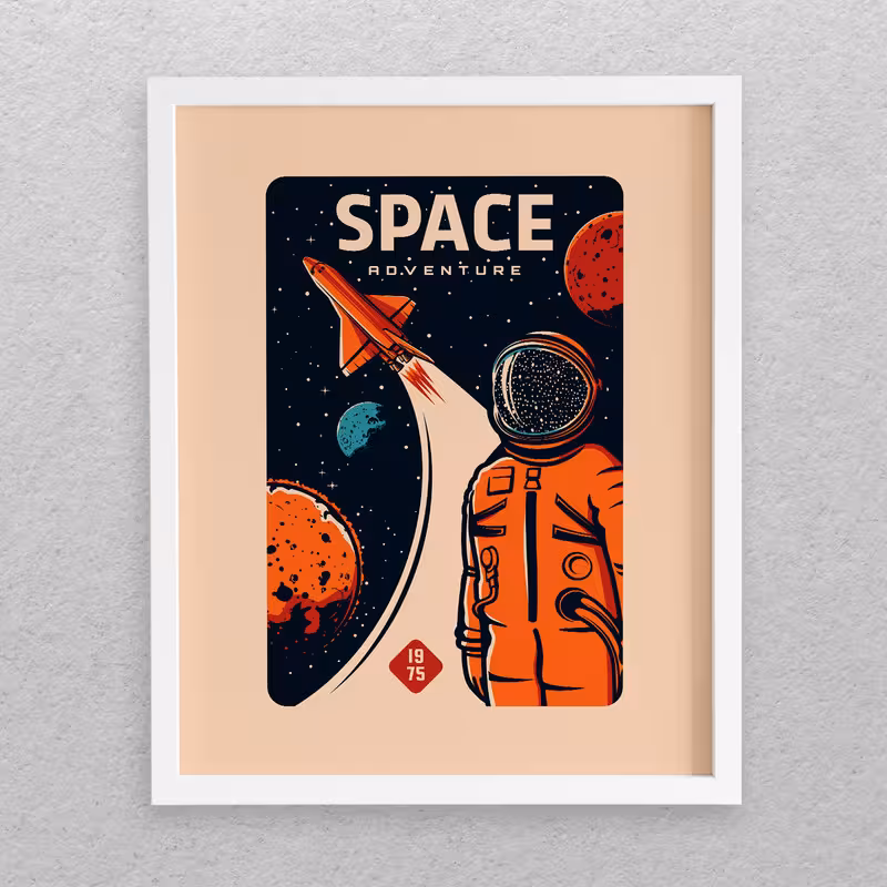تابلو مدل دکوراتیو طرح فضانورد Space Adventure کد 666 | دنیای قاب