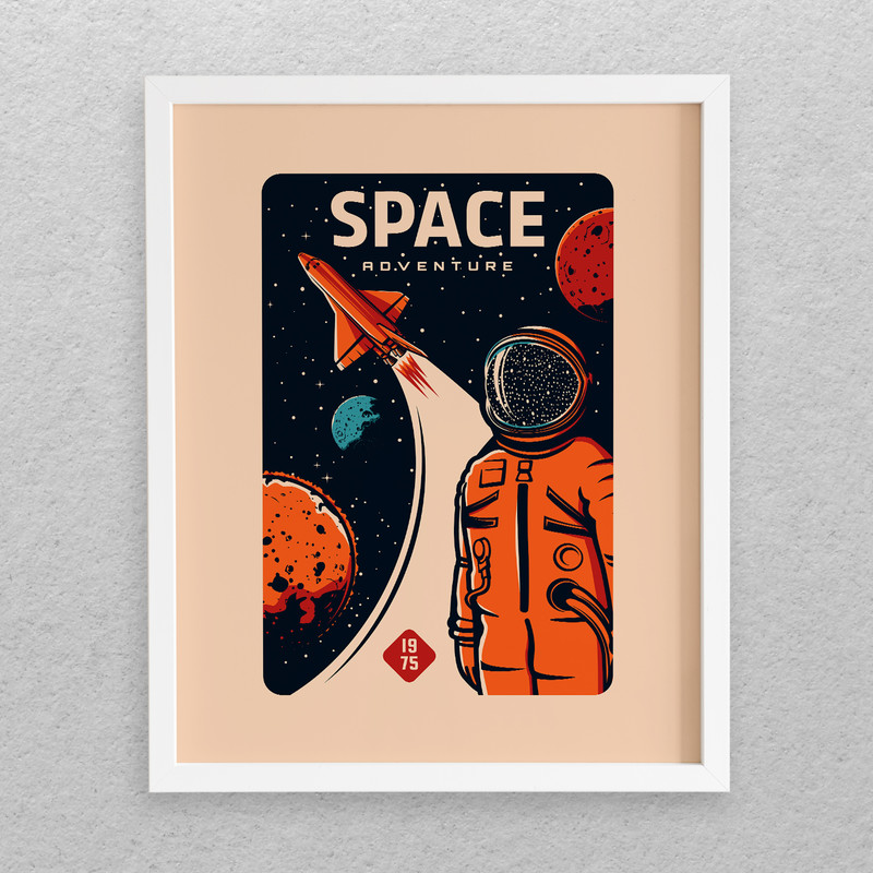 تابلو مدل دکوراتیو طرح فضانورد Space Adventure کد 666 | دنیای قاب