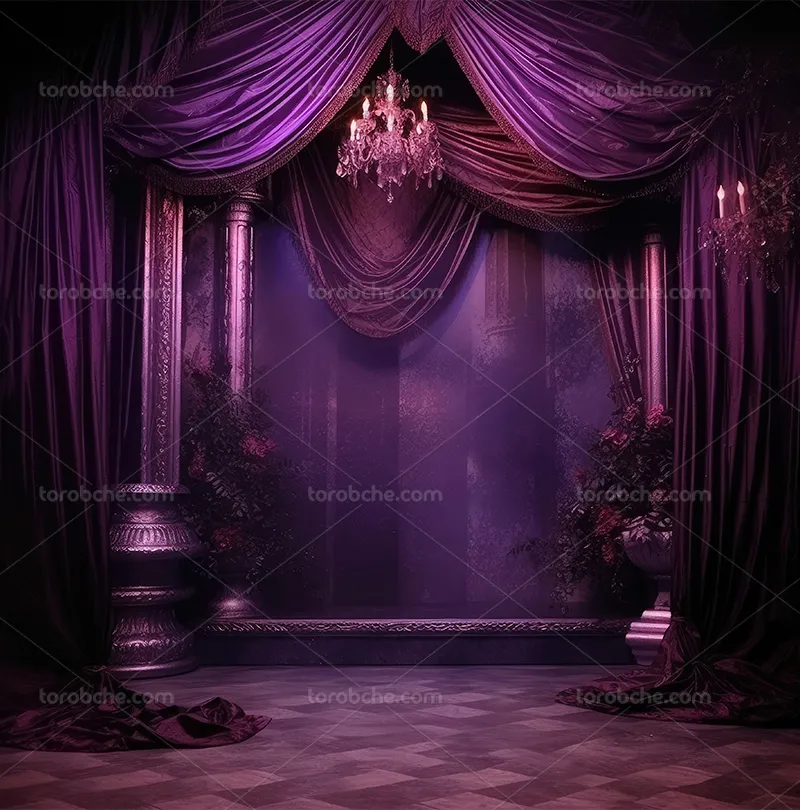 بک دراپ عکاسی داماد و عروس بنفش | گرافیک با طعم تربچه