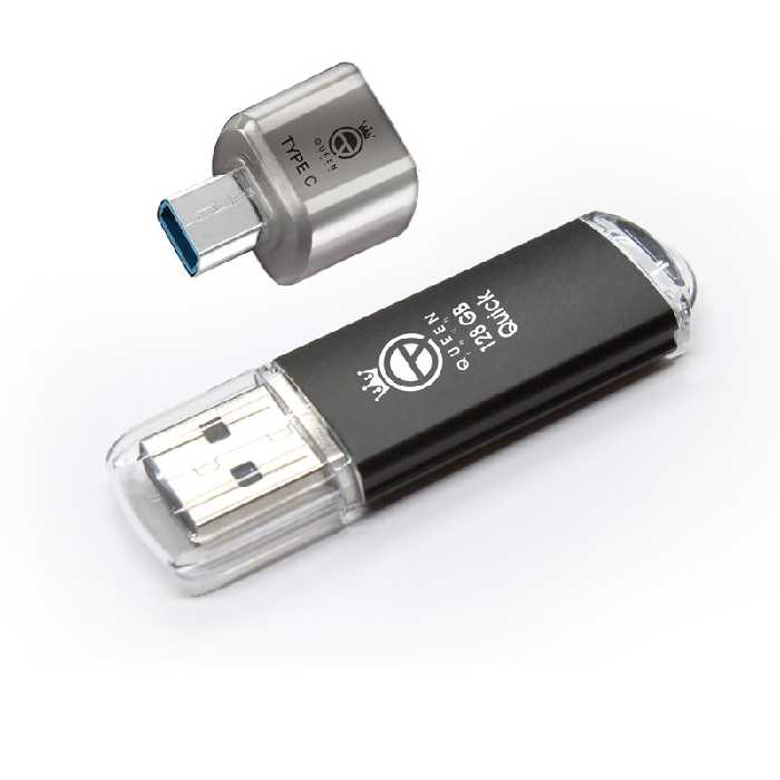 فلش مموری کوئین تک مدل QUICK C-PLUS ظرفیت 64 گیگا بایت به همراه مبدل usb-c otg | کالا مکس