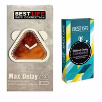 کاندوم بست لایف مدل Max Delay بسته 12 عددی به همراه کاندوم بست لایف مدل Ribbed Dealy بسته 12 عددی