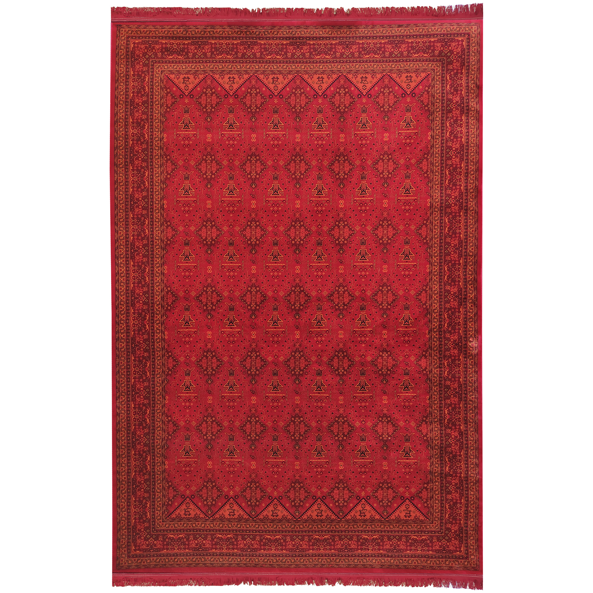 فرش ماشینی زمرد مشهد مدل کهنه نما زمینه لاکی