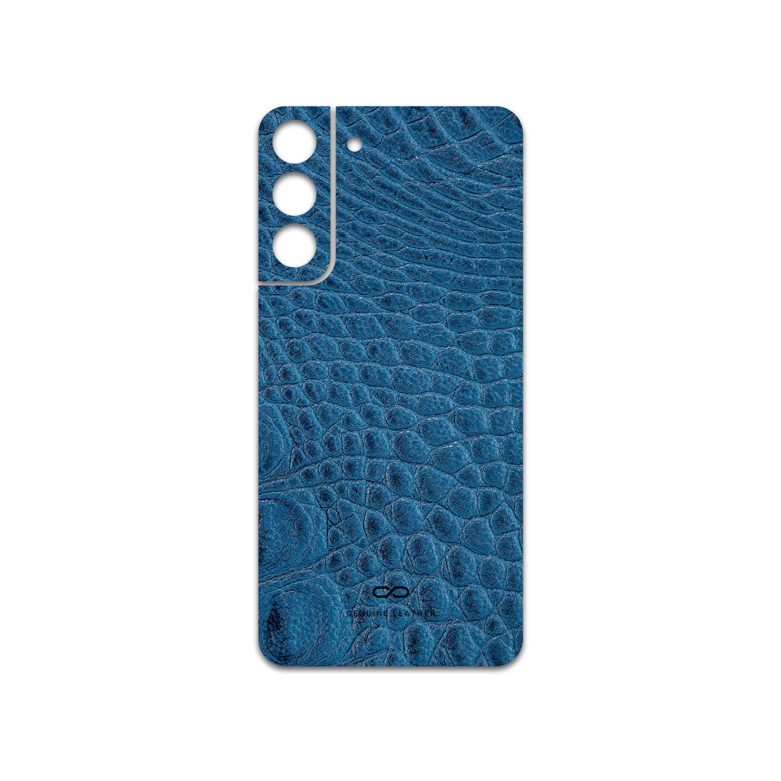 برچسب پوششی ماهوت مدل Blue-Crocodile-Leather مناسب برای گوشی موبایل سامسونگ Galaxy S22 Plus 5G
