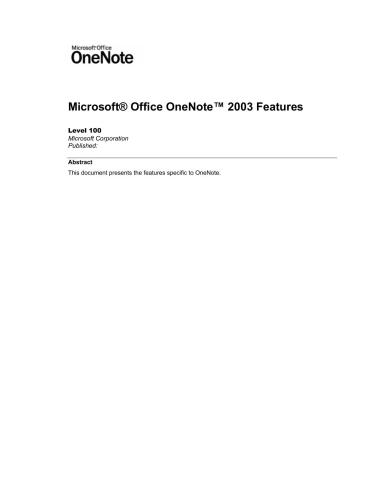خرید و دانلود نسخه کامل کتاب Microsoft Corp. Microsoft Office OneNote 2003 Features