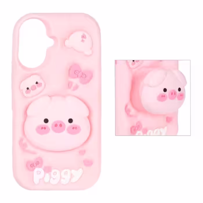 قاب گوشی موبایل سیلیکونی مدل Piggy استند شو
