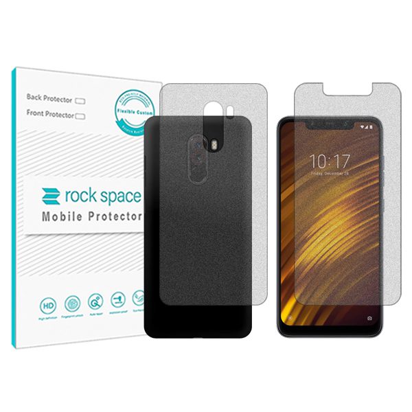 گلس صفحه نمایش و پشت گوشی شیائومی Pocophone F1 مدل نانو هیدروژل مات برند راک اسپیس کدSS