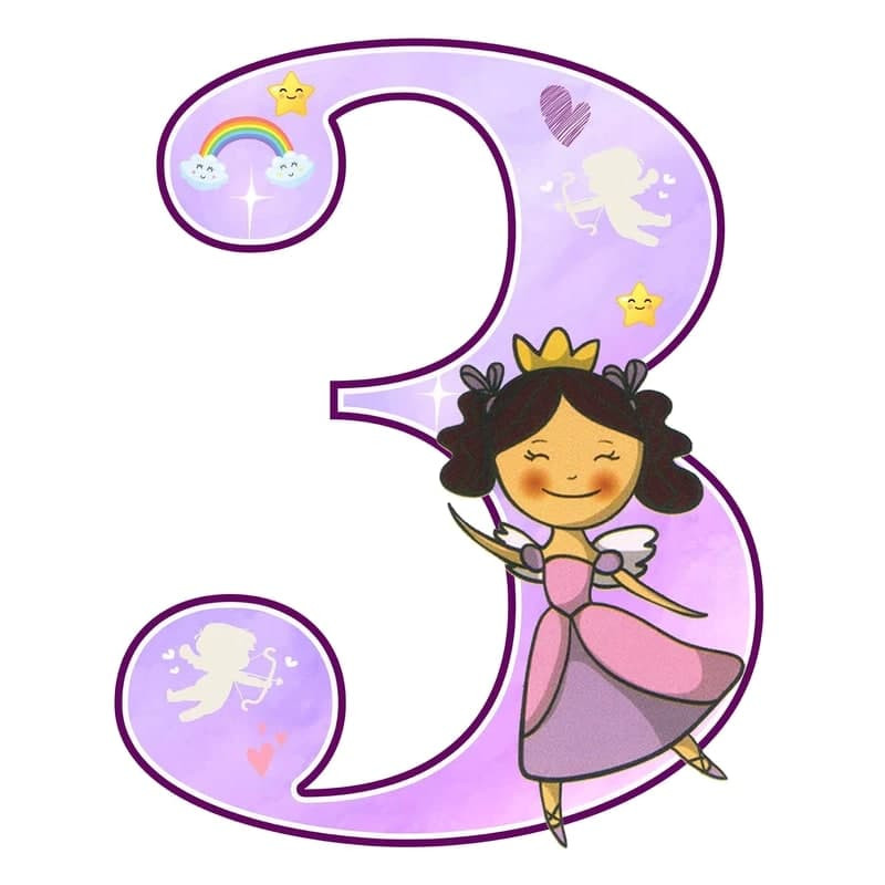 استند رومیزی تولد مدل عدد 3 طرح فرشته