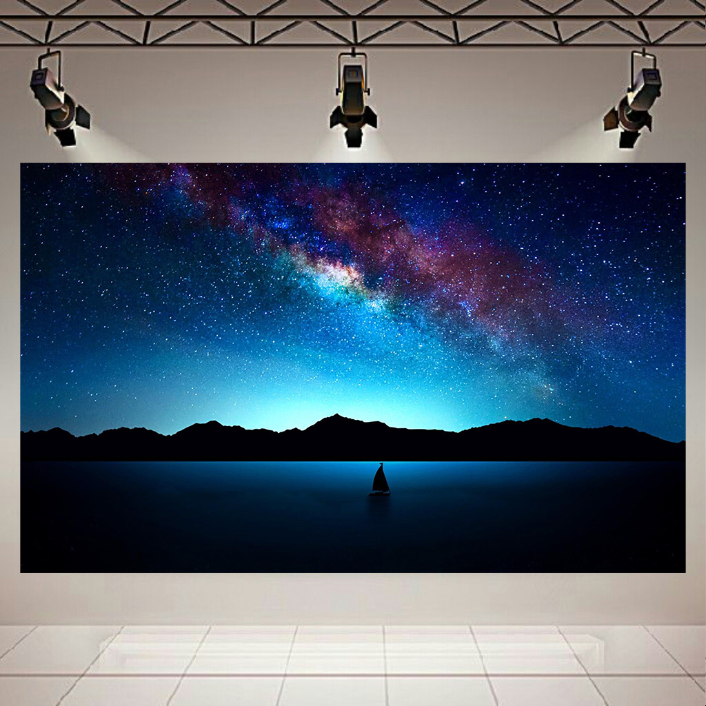 تابلو بوم طرح کهکشان و ستارگان مدل قایق تنها کد AR2050