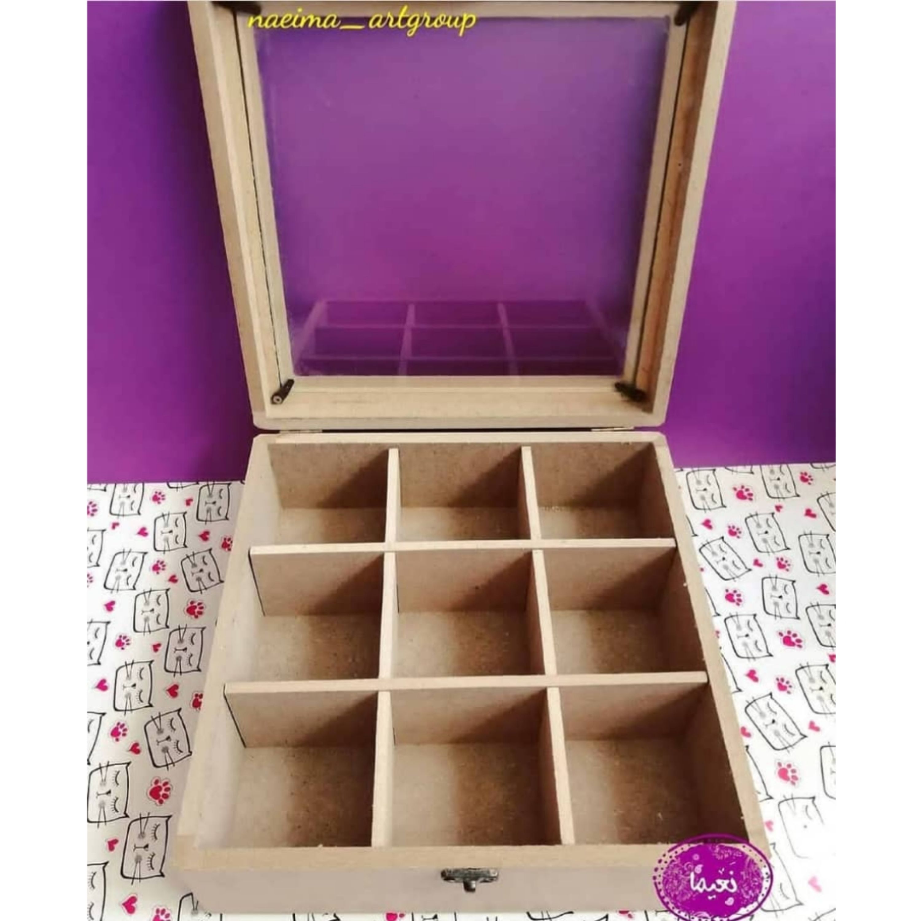 جعبه تیبگ درب شیشه ای 25 در25