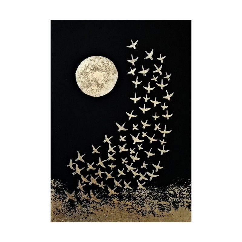 تابلو مدل ماه و پرنده | دنیای قاب