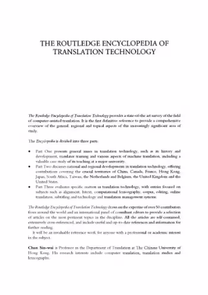 خرید و دانلود نسخه کامل کتاب Routledge Encyclopedia of Translation Technology